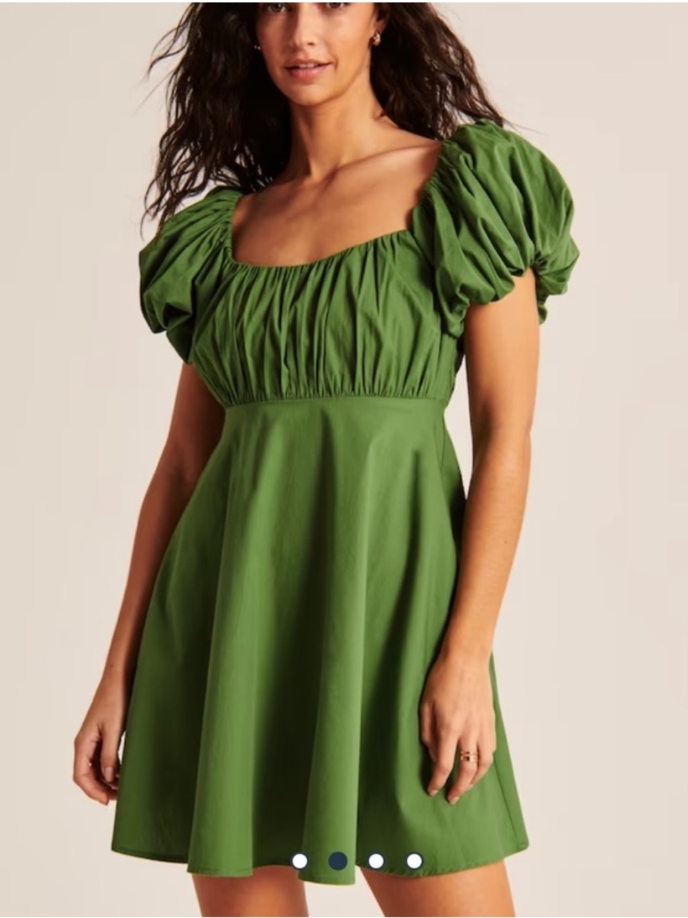 Abercrombie & Fitch Poplin Puff Sleeve Mini Dress Green - Size Medium - NWT